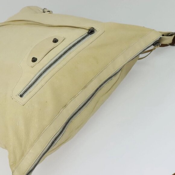 BALENCIAGA The Day Shoulder Bag Leather Beige Auth - Picture 11 of 14